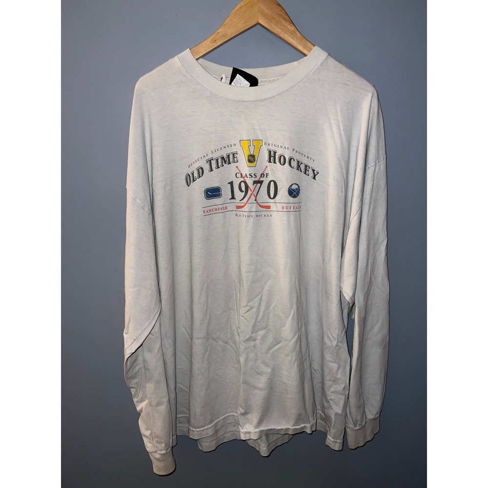 Old Time Hockey NHL Class of 1970 Long Sleeve‎ Shirt Gray XXL Canucks Sabres